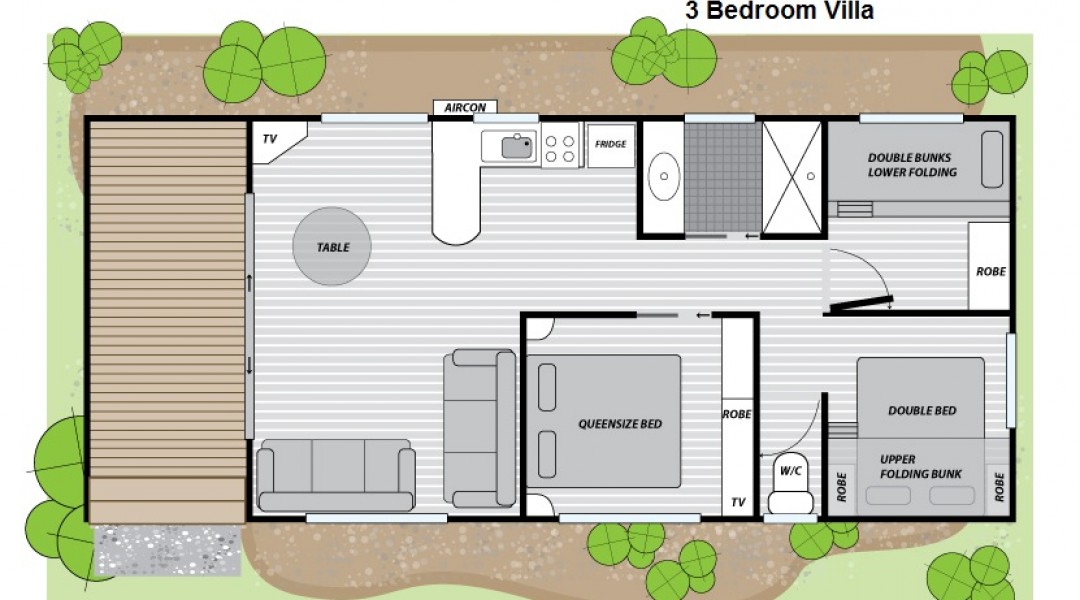 Melbourne BIG4 Three Bedroom Villa Floor Plan 