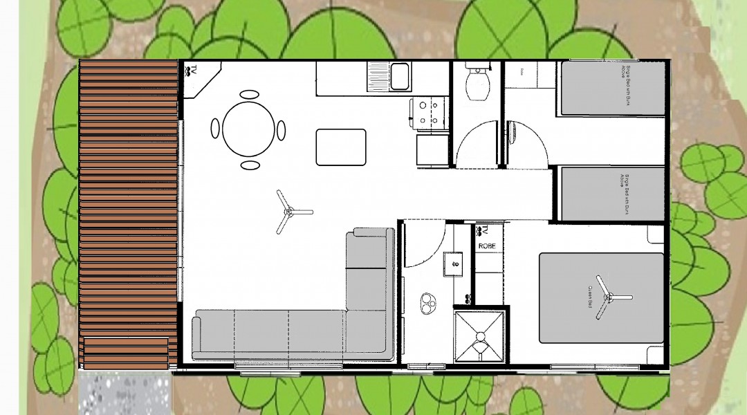 Melbourne BIG4 Two Bedroom Deluxe Villa Floor Plan
