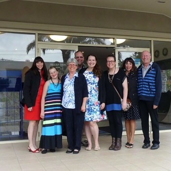 A happy family photo of recent guests who went and saw The Lion King!